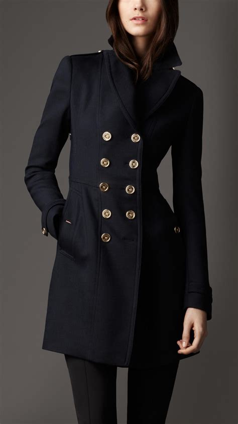 navy burberry virgin wool coat for women|Burberry cashmere coat women's.